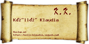 Kálló Klaudia névjegykártya